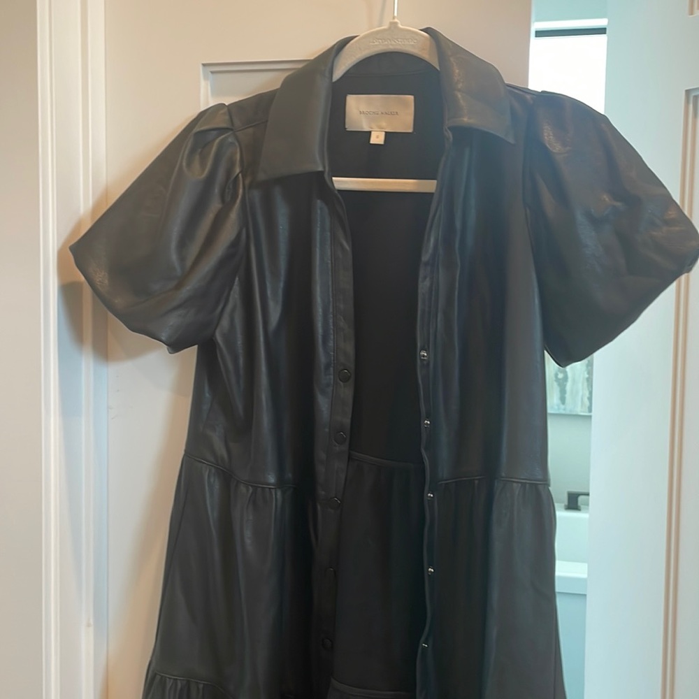 Brochu walker vegan leather midi dress